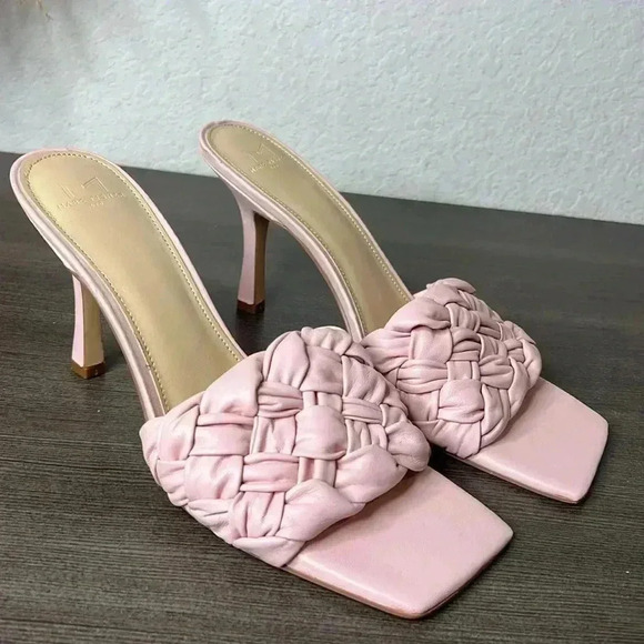 Marc Fisher Women’s Draya Slide Heeled Sandals Pink Square Toe Braided Size 7.5 - Picture 4 of 8